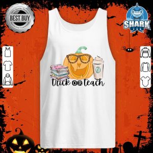 Funny Trick Or Teach Shirt Cute Pumpkin Halloween Teacher tank-top