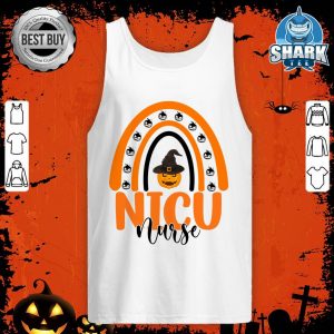 Neonatal ICU Nurse NICU Halloween Pumpkin Rainbow Nursing tank-top