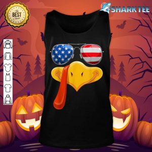 Turkey Face Flag Sunglasses Fun Thanksgiving Family Outfits tank-top