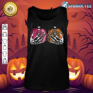 Leopard Pumpkin Skeleton Hands Funny Halloween Premium tank-top