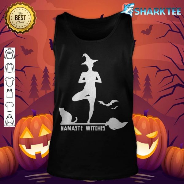 Funny Yoga Halloween Quote Namaste Witches Humor Holiday tank-top