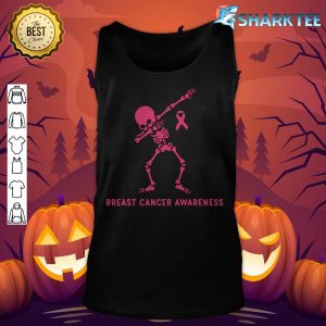 Dabbing Skeleton Pink Ribbon Breast Cancer Halloween tank-top