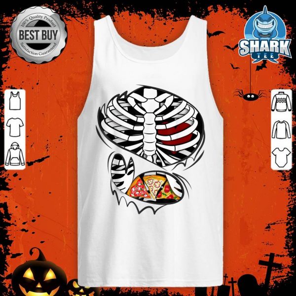 Ripped Halloween Xray Skeleton Rib Cage Pizza Lover tank-top