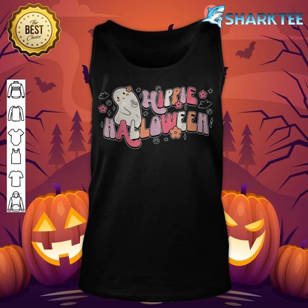 Hippie Halloween Retro Groovy Spooky Pumpkin Ghost tank-top