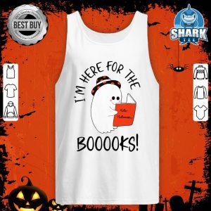 I'm Here For The Booooks Funny Halloween Ghost Reading Books Premium tank-top