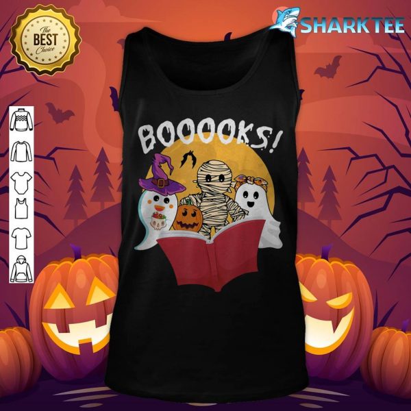 Booooks Ghost Pumpkin Halloween Boo Read Book Library Readin tank-top
