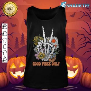 Good Vibes Only Floral Skeleton Hand Fall Autumn Halloween tank-top