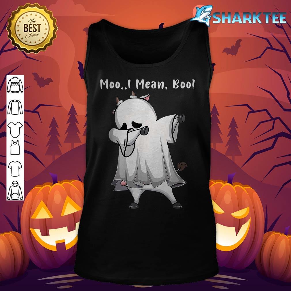 Funny Ghost Cow Dabbing Moo I Mean Boo Pumpkin Halloween tank-top