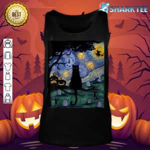 Skull Scary Night Cat Witch Halloween tank-top