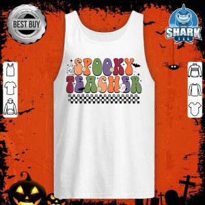 Groovy Halloween Spooky Teacher Trick Or Teach Teaccher Life tank-top