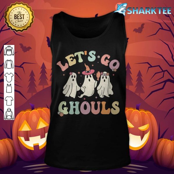Retro Groovy Let's Go Ghouls Halloween Ghost Outfit Costumes tank-top