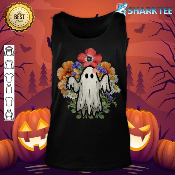 Groovy Vintage Floral Ghost Cute Halloween Spooky Season tank-top