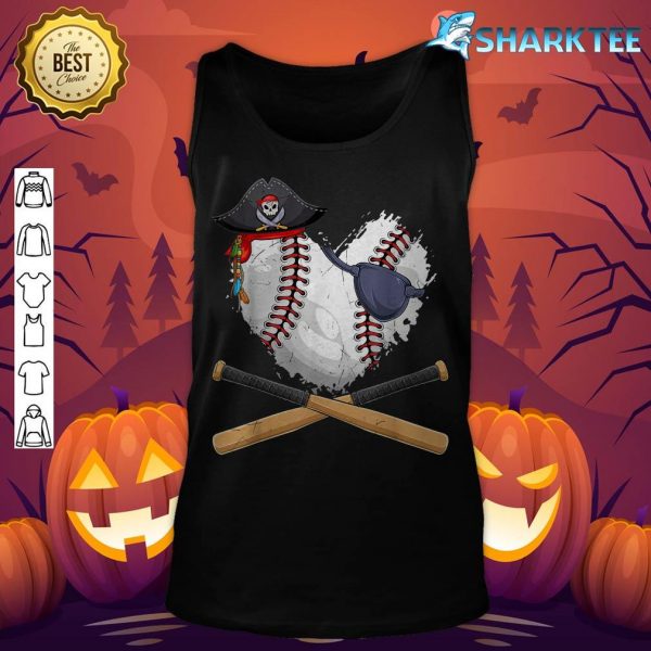 Baseball Heart Pirate Hat Jolly Roger Halloween Costume Day tank-top
