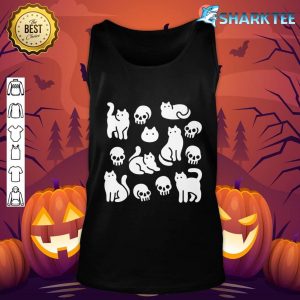Cats and Skulls Pattern Halloween Premium tank-top