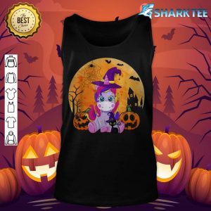 Halloween Witchy Unicorn Black Cat Pumpkin Girls Women Kids tank-top