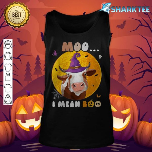 Moo I Mean Boo Spooky Cow Lover Halloween Funny Farmer Pun tank-top