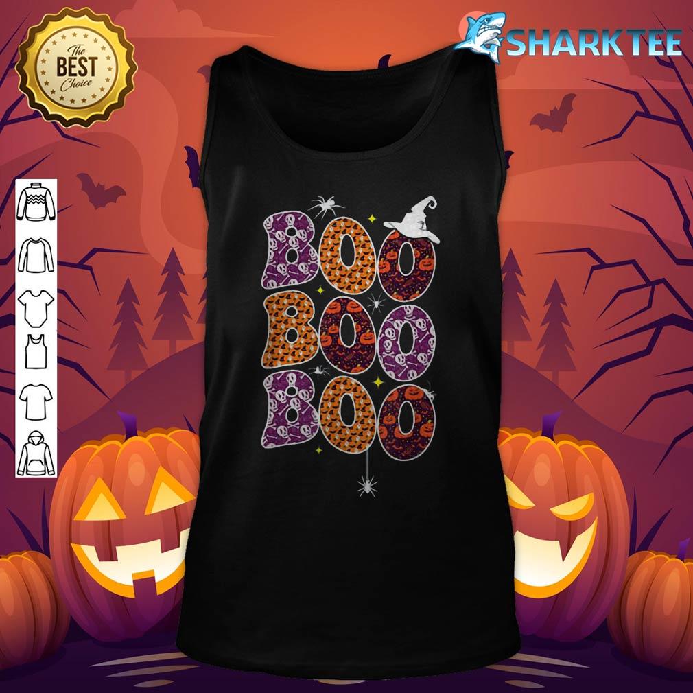 Boo With Spiders And Witch Hat Halloween Women Men tank-top