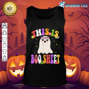 Cute Ghost Spooky Halloween This Is Boo Sheet Retro Groovy tank-top