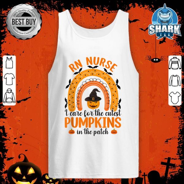 I Care For The Cutest Pumpkins ICU Nurse Rainbow Halloween tank-top