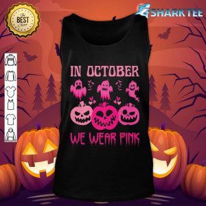 In October We Wear Pink Pumpkin Halloween Boo Breast Cancer Premium v-neck