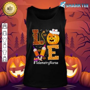 Love Nurse Life Pumpkin Leopard Halloween Telemetry Nurse tank-top