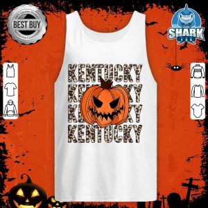 Retro Leopard Kentucky With Pumpkin Happy Halloween tank-top