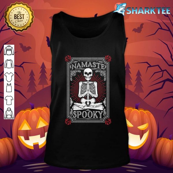 Namaste Spooky Yoga Skeleton Halloween Macabre Tarot Card tank-top
