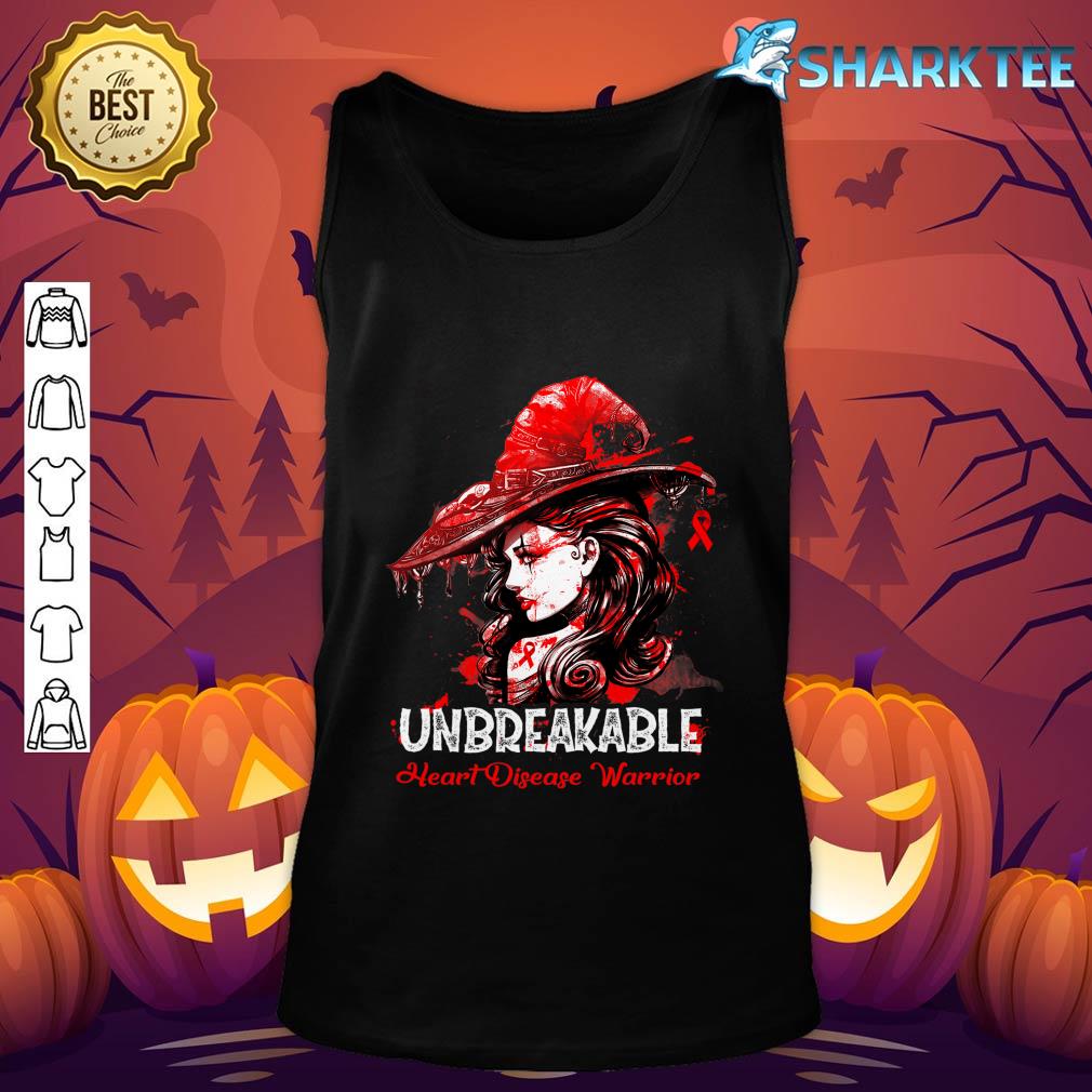 Women Funny Halloween Heart Disease Warrior Unbreakable tank-top