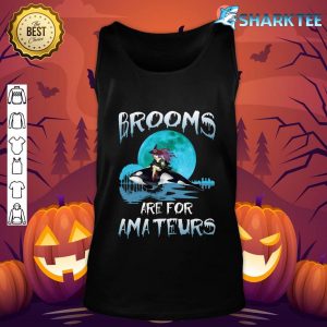 Funny Brooms Are for Amateurs Witch Riding Orca Whale tank-top