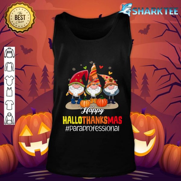 Happy HalloThanksMas Paraprofessional Halloween Thanksgiving tank-top
