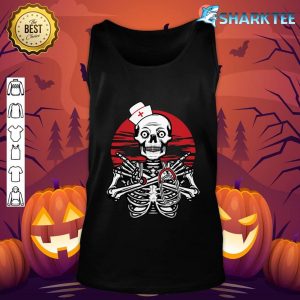 Skeleton Nurse Lazy DIY Halloween Costume Funny RN Nursing tank-top