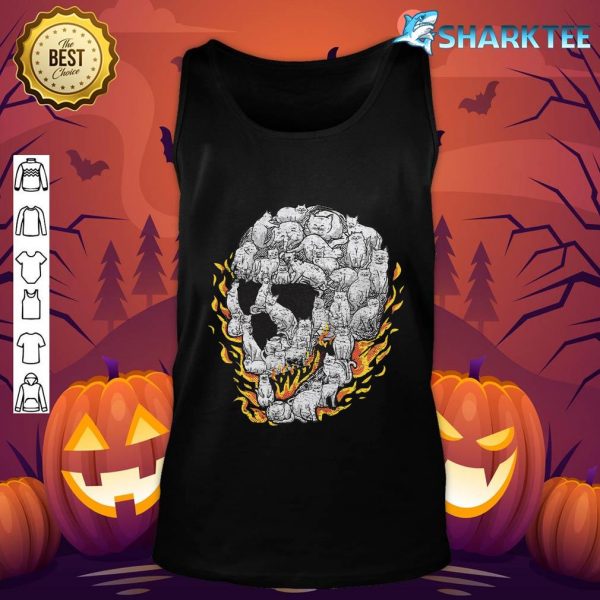Cat Skull Shirt Kitty Skeleton Halloween Costume Skull Cat tank-top