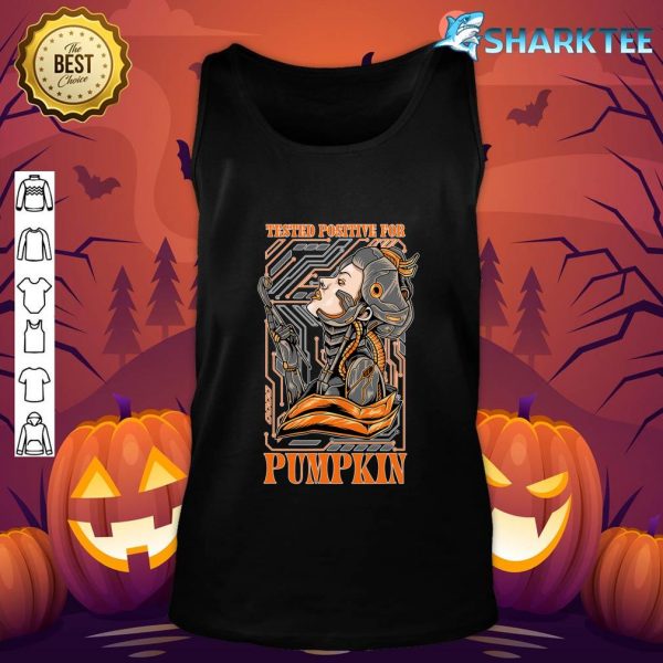 Funny Mecha Halloween Tested Positive for Pumpkin tank-top