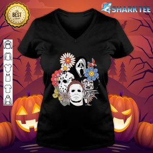 Floral Horror Characters Halloween Horror Characters v-neck