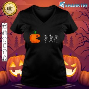 Pumpkin Skeleton Dancing Halloween Costume Kids Boys Girls v-neck