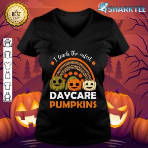 Daycare Teacher Lazy Halloween Costume Pumpkin Boho Rainbow Premium v-neck
