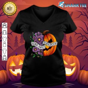 Sorta Sweet Sorta Spooky Halloween Pumpkin Flower Women Men v-neck