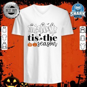 Tis The Season Pumpkin Shirt Funny Ghost Boo Halloween v-neck