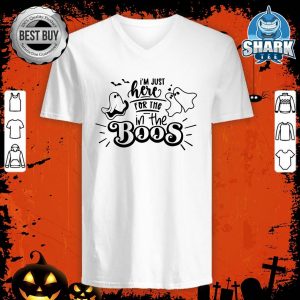 I'm Just Here For The Boos Funny Halloween Cute Ghost Drinksv-neck