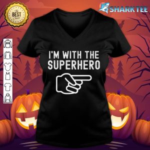 I'm With Superhero Funny Couples Matching Halloween Costume v-neck
