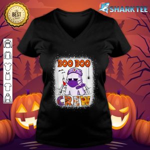 Happy Boo Halloween Costume Party Pumkin Spooky Season Fall v-neck