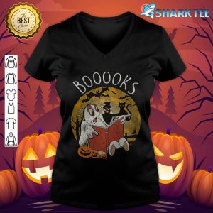 Booooks Ghost Funny Halloween Book Lover Library Reading Premium v-neck