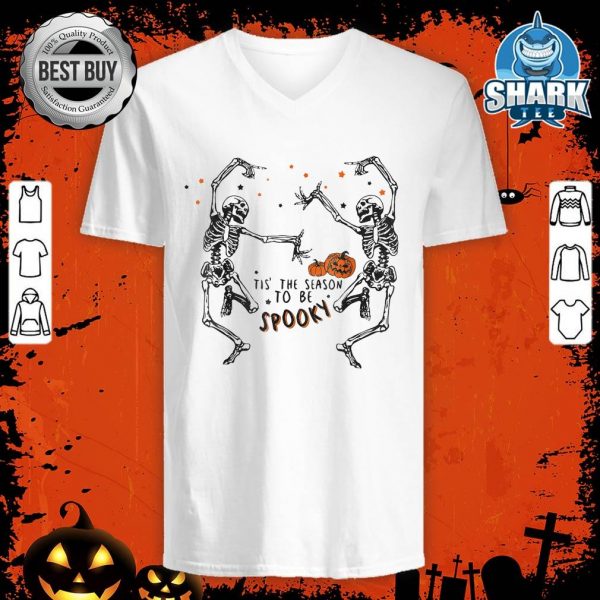 Halloween Skeleton Pumpkin Tis The Season To Be Spooky v-neck