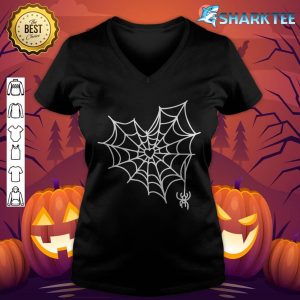 Spider Web Heart Cute Halloween Goth Premium v-neck