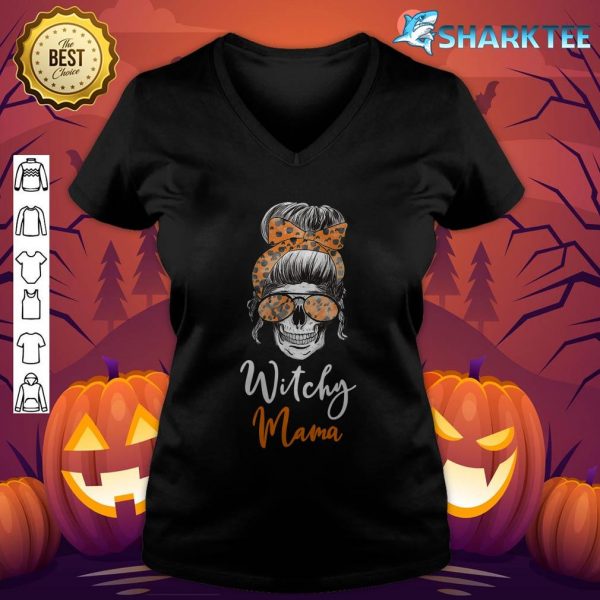 Witchy Mama Halloween Skull Witch Mom Women Spooky v-neck