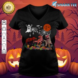 Three T-rexes Costume Mummy Halloween Witch Scary Zombies v-neck