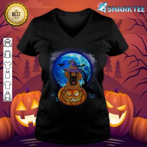 Great Dane Witch Hat Pumpkin Scary Halloween Dog Lovers v-neck