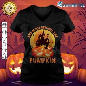 The Man Behind The Pumpkin Halloween Baby Showers Party v-neck