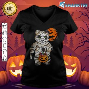 Mummy Pumpkin Halloween Panda v-neck
