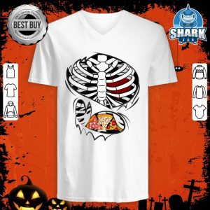 Ripped Halloween Xray Skeleton Rib Cage Pizza Lover Premium v-neck